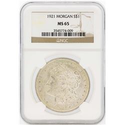 1921 $1 Morgan Silver Dollar Coin NGC MS65