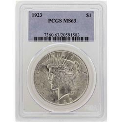 1923 $1 Peace Silver Dollar Coin PCGS MS63