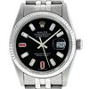 Image 2 : Rolex Mens 36mm Stainless Steel Black Diamond and Ruby Datejust Wristwatch
