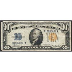 1934A $10 North Africa WWII Emergency Silver Certificate Note