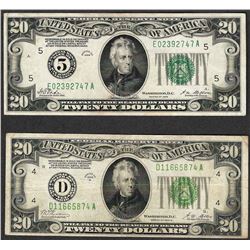 Lot of 1928 $20 Federal Reserve Notes