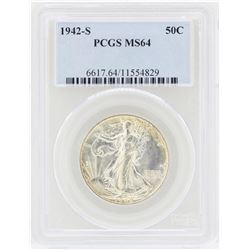 1942-S Walking Liberty Half Dollar Coin PCGS MS64