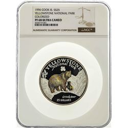 1996 $25 Cook Island Yellowstone National Park Colorized Coin NGC PF68 Ultra Cam