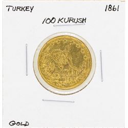 1861 Turkey 100 Kurush Gold Coin