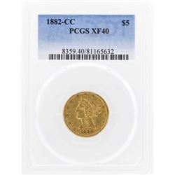 1882-CC $5 Liberty Head Half Eagle Gold Coin PCGS XF40