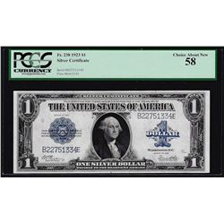 1923 $1 Silver Certificate Note Fr.238 PCGS Choice About New 58