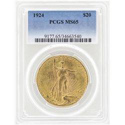 1924 $20 St. Gaudens Double Eagle Gold Coin PCGS MS65