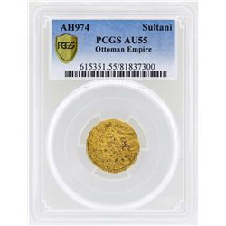 AH974 Ottoman Empire Sultani Gold Coin PCGS AU55