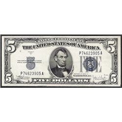 1934C $5 Silver Certificate Note