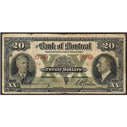 1938 $20 Bank of Montreal Note