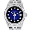 Image 2 : Rolex Mens Stainless Steel Blue Vignette Princess Cut Diamond Datejust Wristwatc