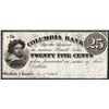 Image 1 : 1862 Twenty Five Cents Columbia Bank Obsolete Note