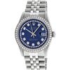 Image 2 : Rolex Mens 36mm Stainless Steel Blue String Diamond Datejust Wristwatch