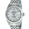 Rolex Ladies Stainless Steel Silver Diamond and White Gold Datejust Wristwatch
