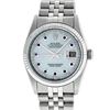 Image 1 : Rolex Mens 36mm Stainless Steel MOP Sapphire String Diamond Datejust Wristwatch