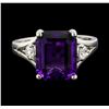 Image 1 : 14KT White Gold 5.46 ctw Amethyst and Diamond Ring