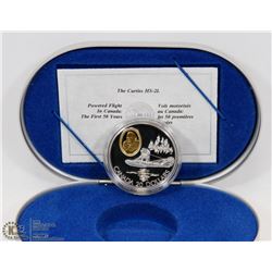 1994 CANADIAN $20 SILVER COIN, POWERED FLIGHT IN