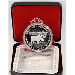 1985 CANADIAN PROOF SILVER DOLLAR IN DISPLAY