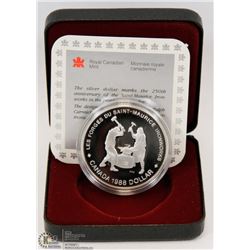 1988 CANADIAN PROOF SILVER DOLLAR IN DISPLAY