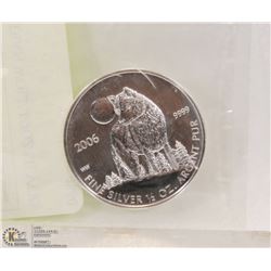 2006 CANADIAN WOLF 1/2OZ SILVER COIN.