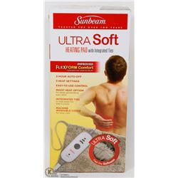 SUNBEAM ULTRA SOFT HEATING PAD WITH INTEGRATED