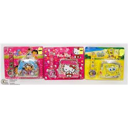 3 ASSORTED NEW KIDS WATCH AND WALLET SETS