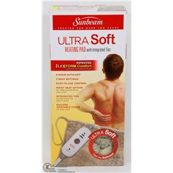 SUNBEAM ULTRASOFT HEATING PAD WITH INTEGRATED