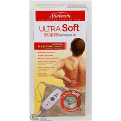 SUNBEAM ULTRASOFT HEATING PAD WITH INTEGRATED