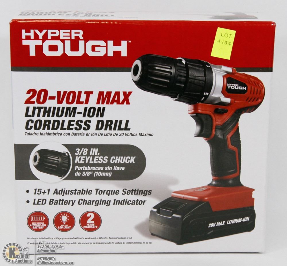 HYPER TOUGH 20V MAX LITHIUM ION CORDLESS DRILL
