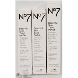 LOT OF 3 -NO.7, 15ML BEAUTIFUL SKIN VITALITY EYE