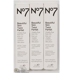 LOT OF 3 -NO.7, 15ML BEAUTIFUL SKIN ROLL ON