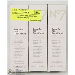 LOT OF 3 -NO.7, 75ML BEAUTIFUL SKIN AND PURIFYING