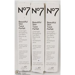 LOT OF 3 -NO.7, 15ML OVERNIGHT REVITALIZING BALM