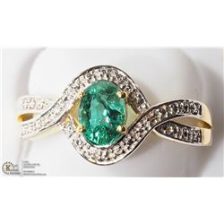 1) STERLING SILVER GOLD PLATED W/ EMERALD RING