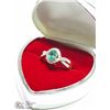Image 2 : 1) STERLING SILVER GOLD PLATED W/ EMERALD RING