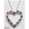 Image 1 : 6) STERLING SILVER AMETHYST PENDANT NECKLACE