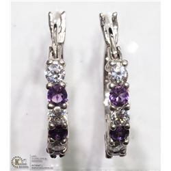 7) STERLING SILVER GENUINE AMETHYST EARRINGS