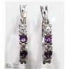 Image 1 : 7) STERLING SILVER GENUINE AMETHYST EARRINGS