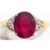 Image 1 : 8)STERLING SILVER RUBY WITH 2 DIAMOND RING