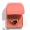 Image 2 : 8)STERLING SILVER RUBY WITH 2 DIAMOND RING
