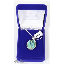 9)STERLING SILVER ABALONE NECKLACE WITH CHAIN