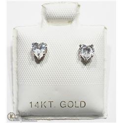 10)14KT HEART SHAPED CZ EARRINGS W/10KT BACKING