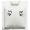 Image 1 : 10)14KT HEART SHAPED CZ EARRINGS W/10KT BACKING
