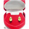 Image 2 : 12) STERLING SILVER PERIDOT DIAMOND EARRINGS
