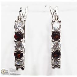 13) STERLING SILVER NATURAL GARNET EARRINGS