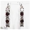 Image 1 : 13) STERLING SILVER NATURAL GARNET EARRINGS