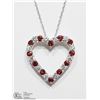 Image 1 : 14) STERLING SILVER GARNET PENDANT WITH CHAIN
