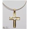 Image 1 : 16) 10KT GOLD CROSS PENDANT ON HIGH FASHION CORD
