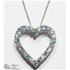 Image 1 : 17) STERLING SILVER BLUE TOPAZ PENDANT WITH CHAIN