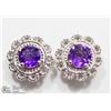 Image 1 : 21) STERLING SILVER 2-IN-1 AMETHYST EARRINGS